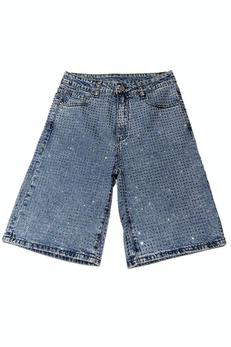 Modern Light Blue Denim Sparkling Shorts