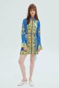 Lisbeth Long Sleeve Flower Mini-Length Dress