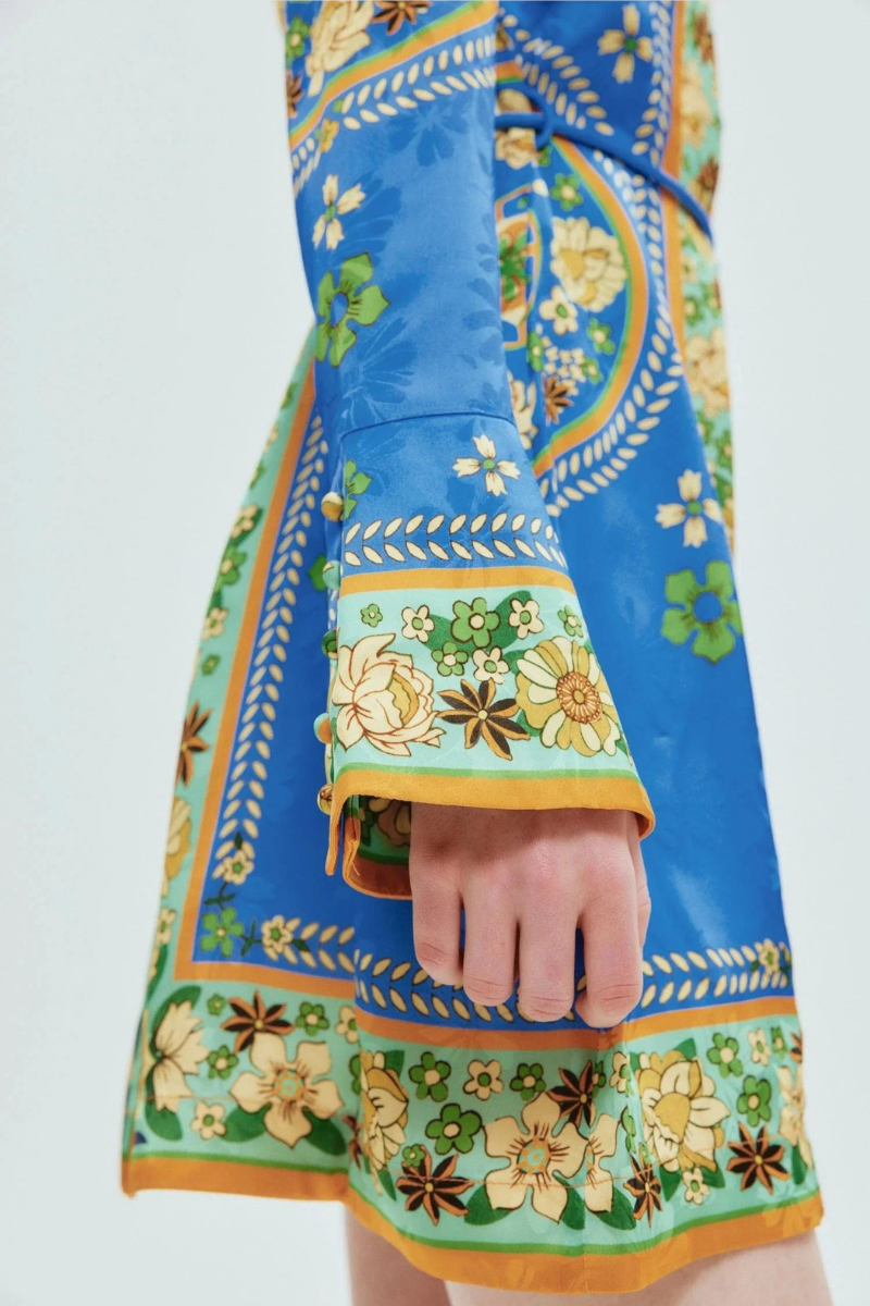 Lisbeth Long Sleeve Flower Mini-Length Dress