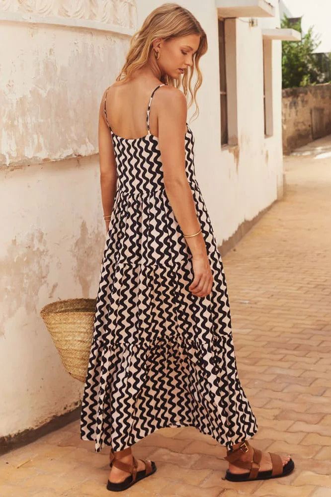 Ric Rac Square Neck Maxi-Length Dress