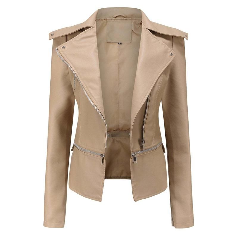 Leather Jacket in a Gothic Style with Lapels and Zipper