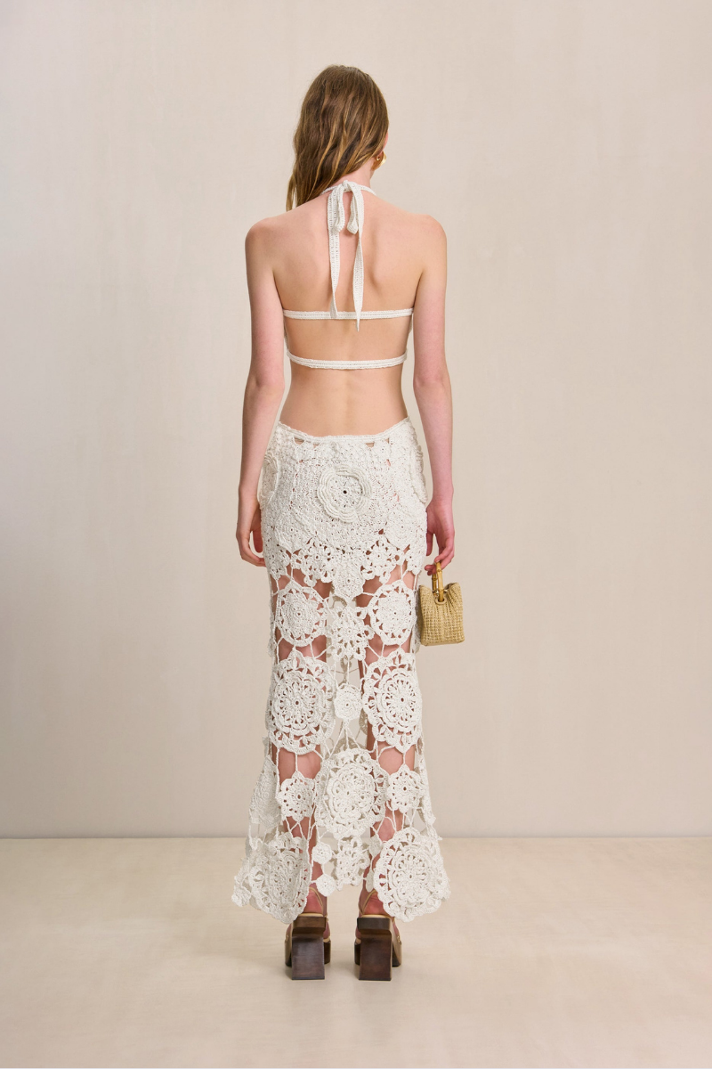 Lucille Halterneck Cotton Cut-Out Maxi-Length Dress