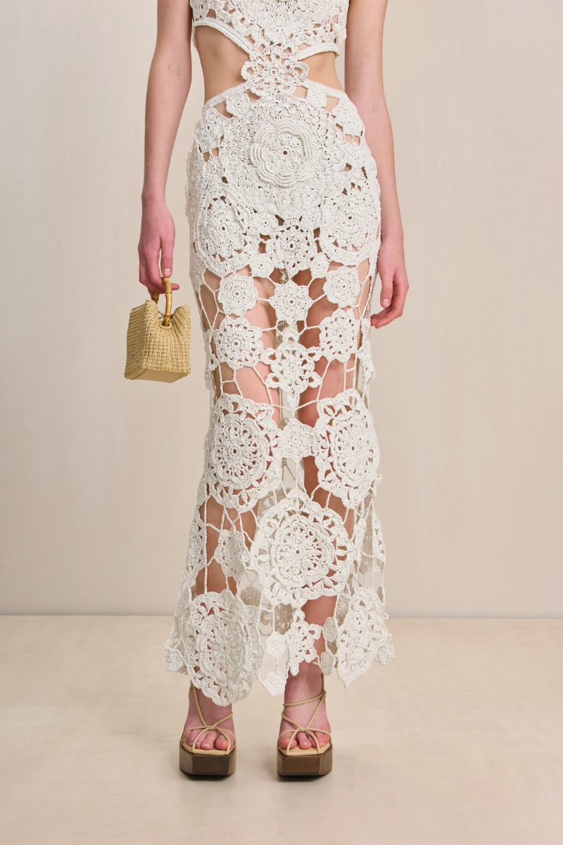 Lucille Halterneck Cotton Cut-Out Maxi-Length Dress