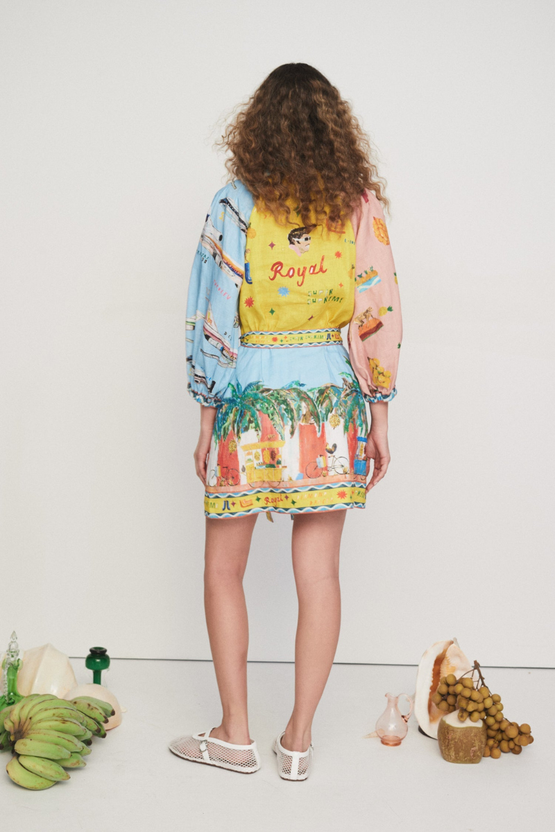 Magali Balloon Sleeve Patchwork Mini-Length Dress