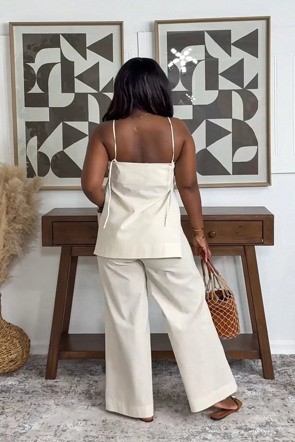 Clean-Lined Side Slit Trousers Set