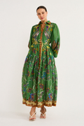 Marcella Balloon Sleeve Animal Maxi-Length Dress