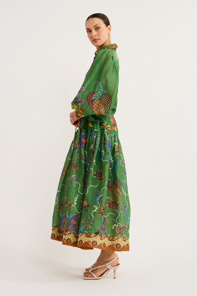 Marcella Balloon Sleeve Animal Maxi-Length Dress