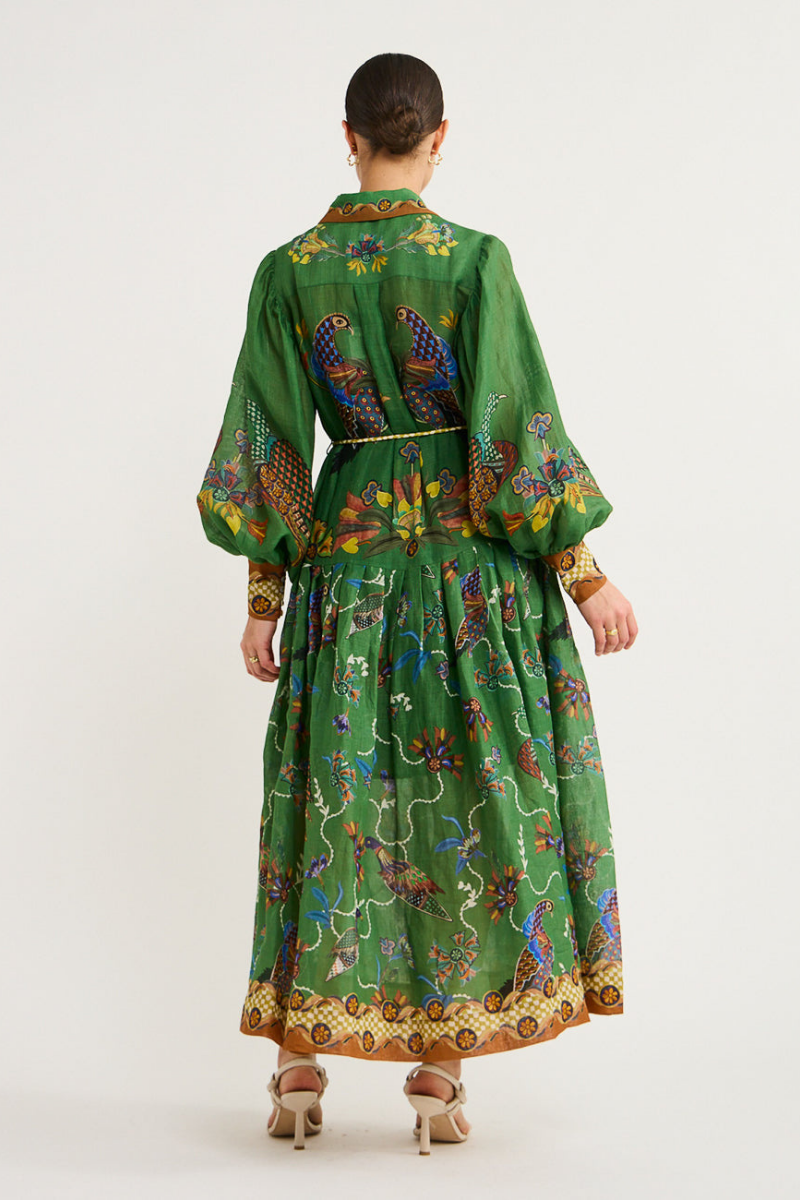 Marcella Balloon Sleeve Animal Maxi-Length Dress