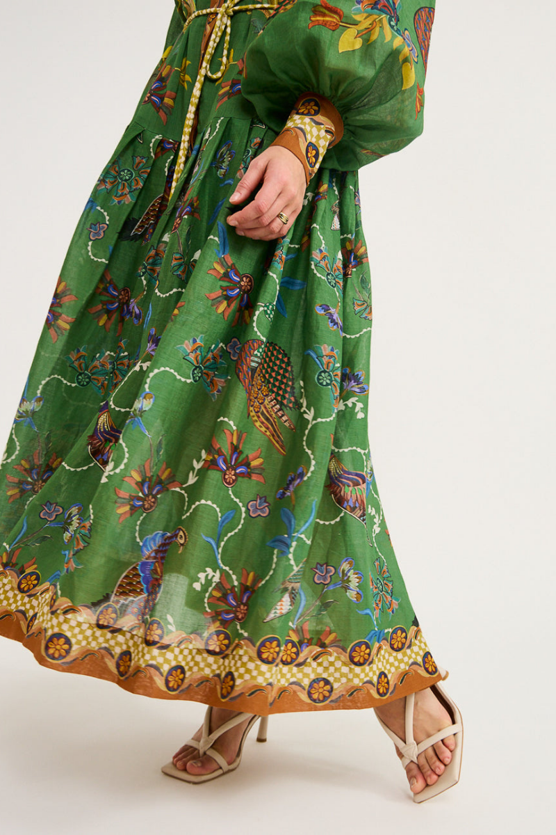 Marcella Balloon Sleeve Animal Maxi-Length Dress