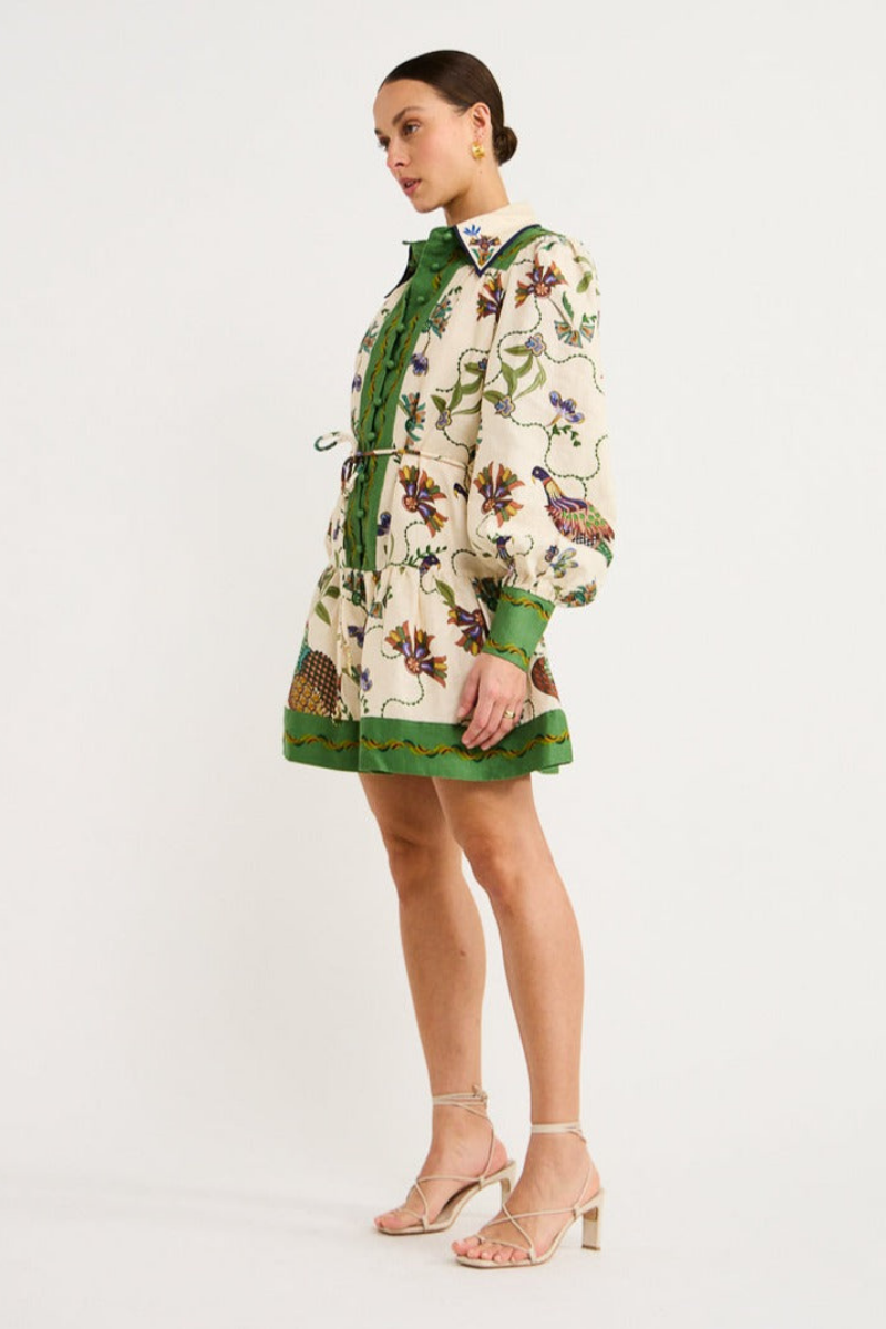 Mauricette Balloon Sleeve Animal Mini-Length Dress