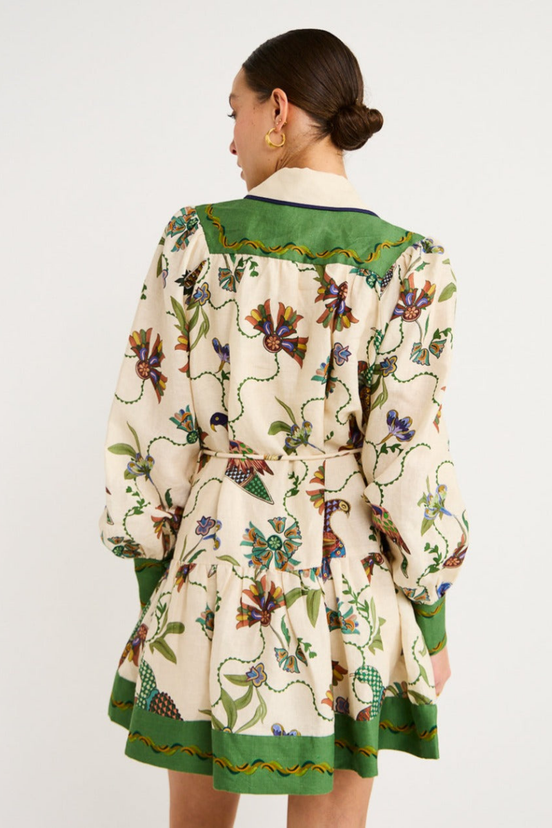 Mauricette Balloon Sleeve Animal Mini-Length Dress