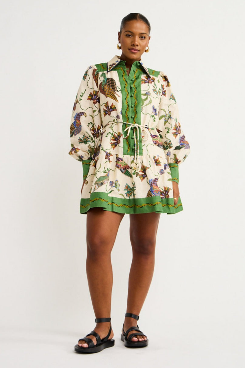 Mauricette Balloon Sleeve Animal Mini-Length Dress