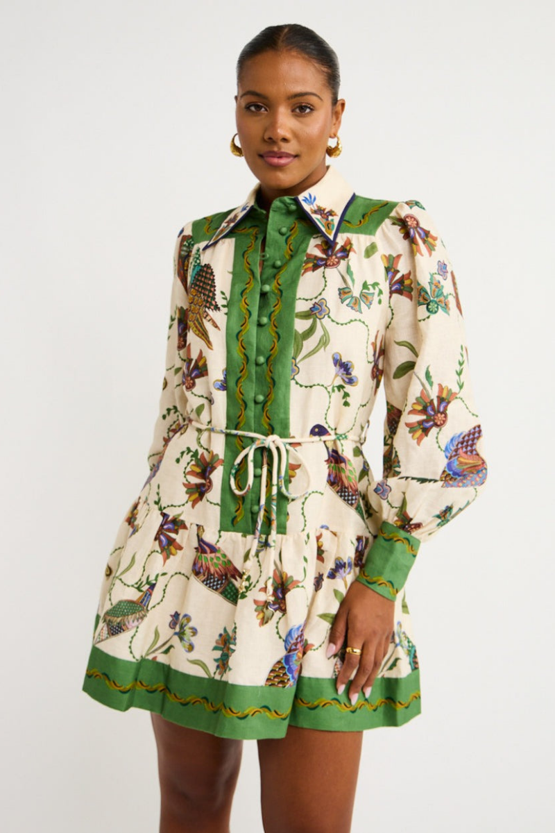 Mauricette Balloon Sleeve Animal Mini-Length Dress