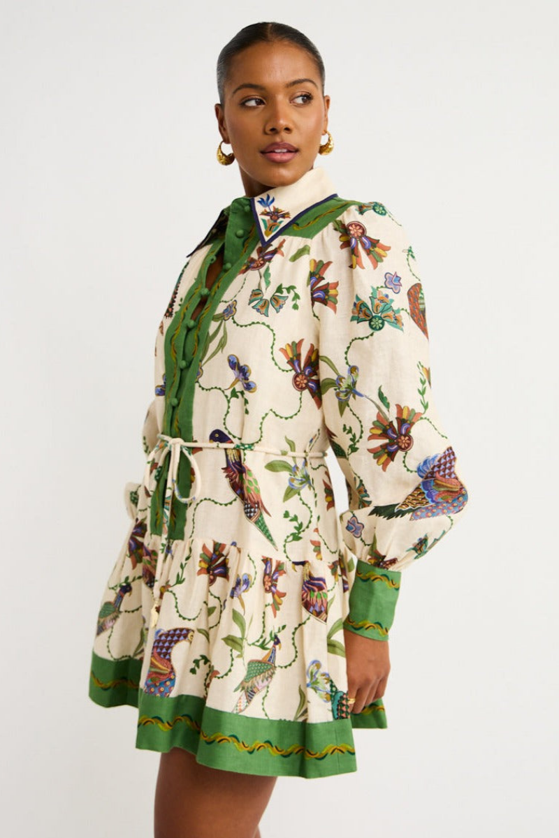 Mauricette Balloon Sleeve Animal Mini-Length Dress