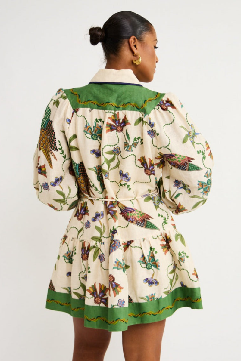 Mauricette Balloon Sleeve Animal Mini-Length Dress