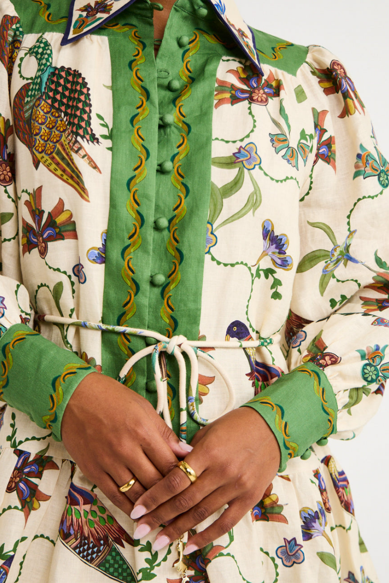 Mauricette Balloon Sleeve Animal Mini-Length Dress