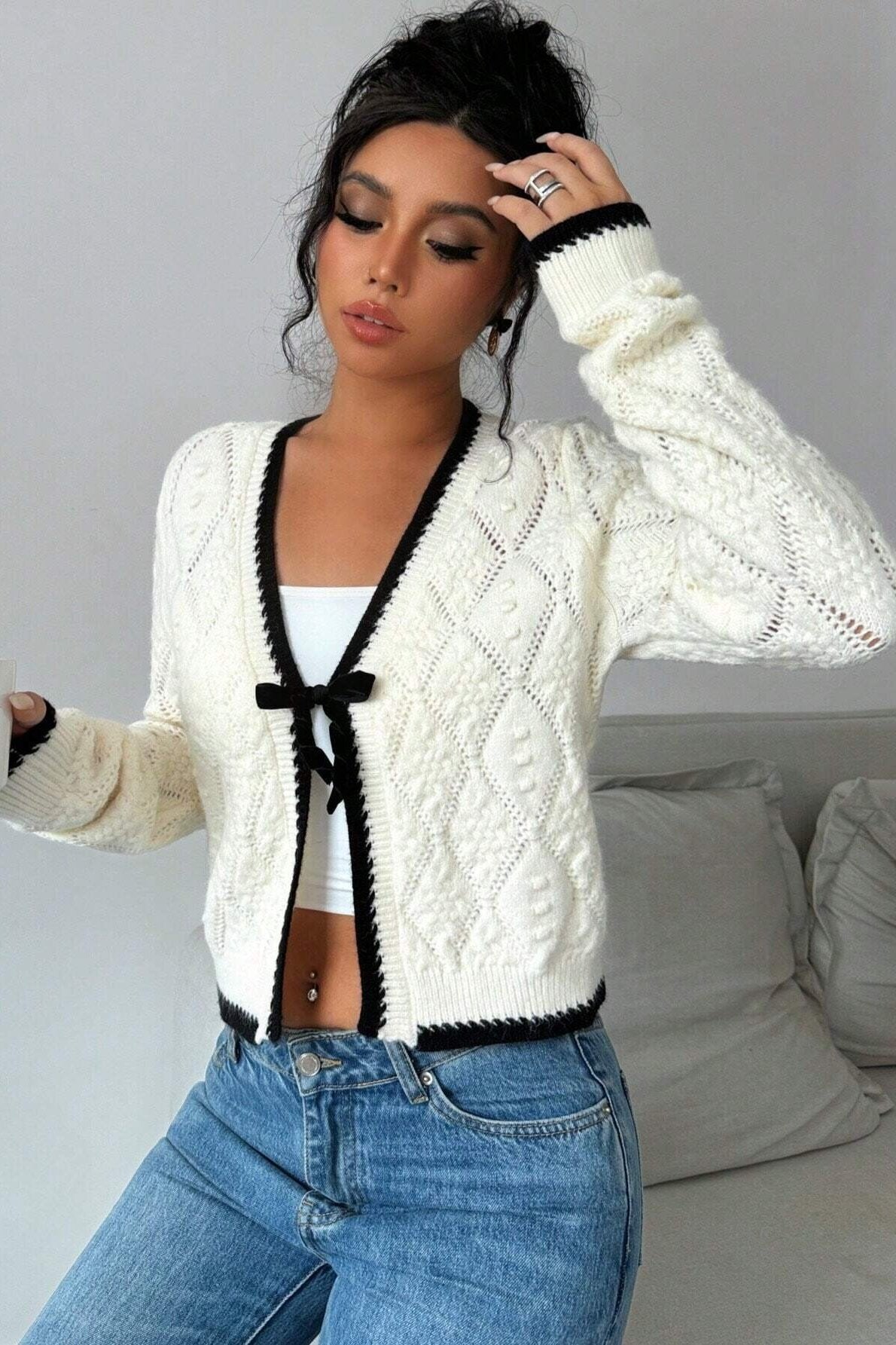 Sexy V-Neck Knit Cardigan