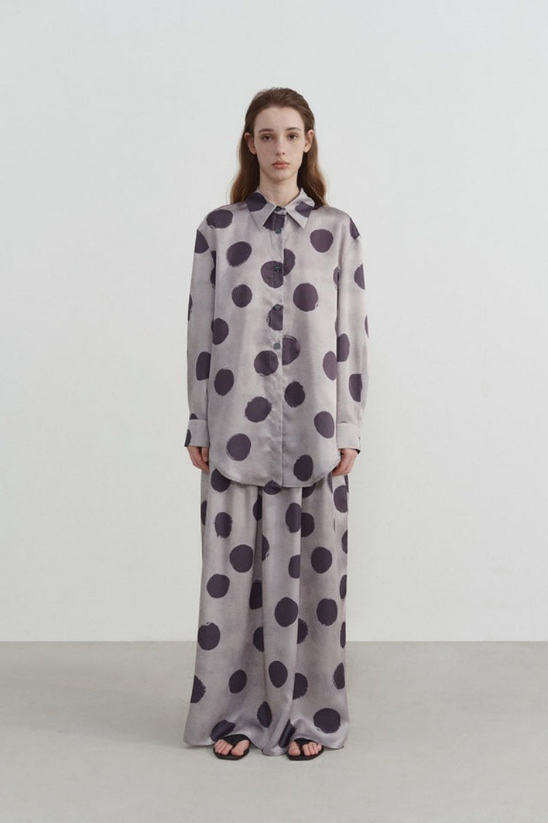 Modern Polka Dot Print Long Sleeve Shirt