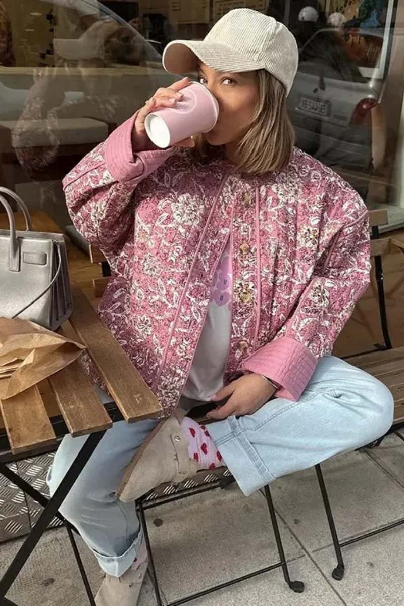 Retro Flower Quilted Jacket