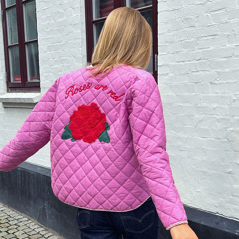Lightweight Denim Jacket with Bow Details and Crew Neck
