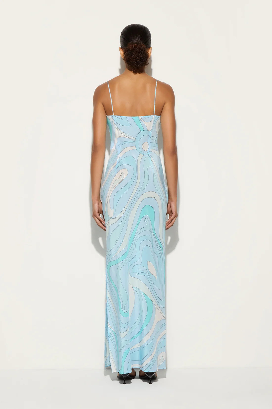 Marmo Patterned Satin Maxi-Length Dress