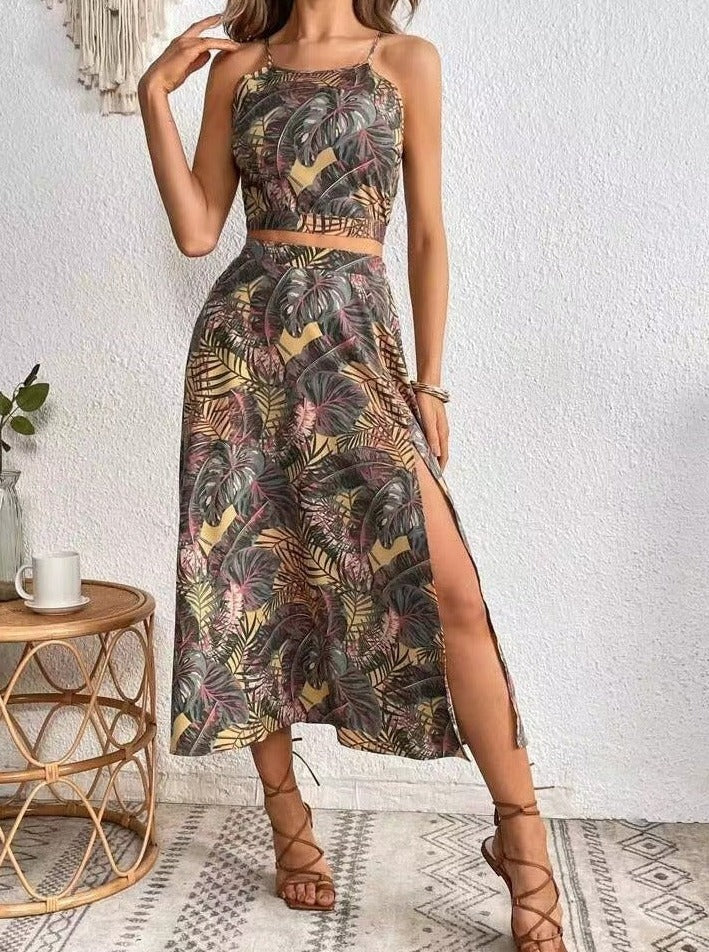 Kara - Two-Piece Skirt Set with Tropical Print