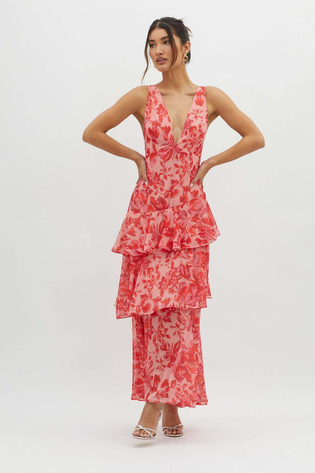Strappy Back Ruffled Maxi-Length Dress