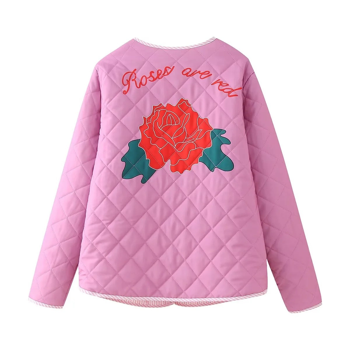 Lightweight Denim Jacket with Bow Details and Crew Neck