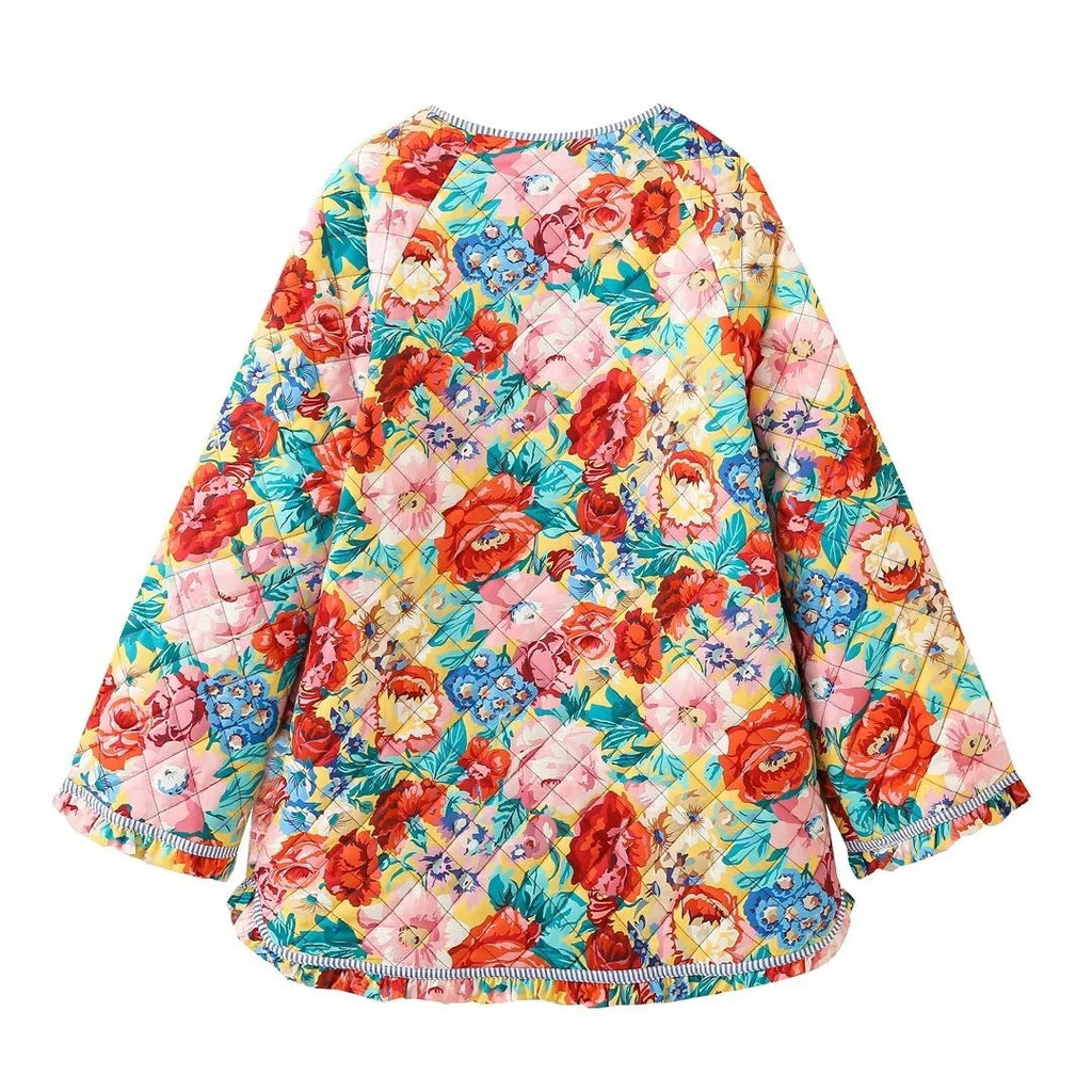 Quilted Jacket with Floral Print and Patchwork
