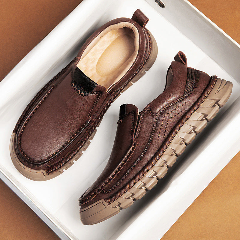 Leather Loafers with Precision Stitching