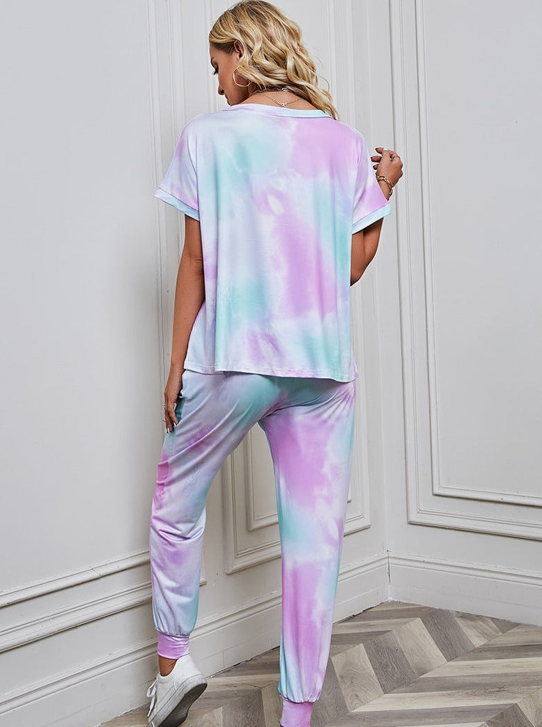 Samantha - Shirt and Pants Set Tie-Dye Blue and Purple