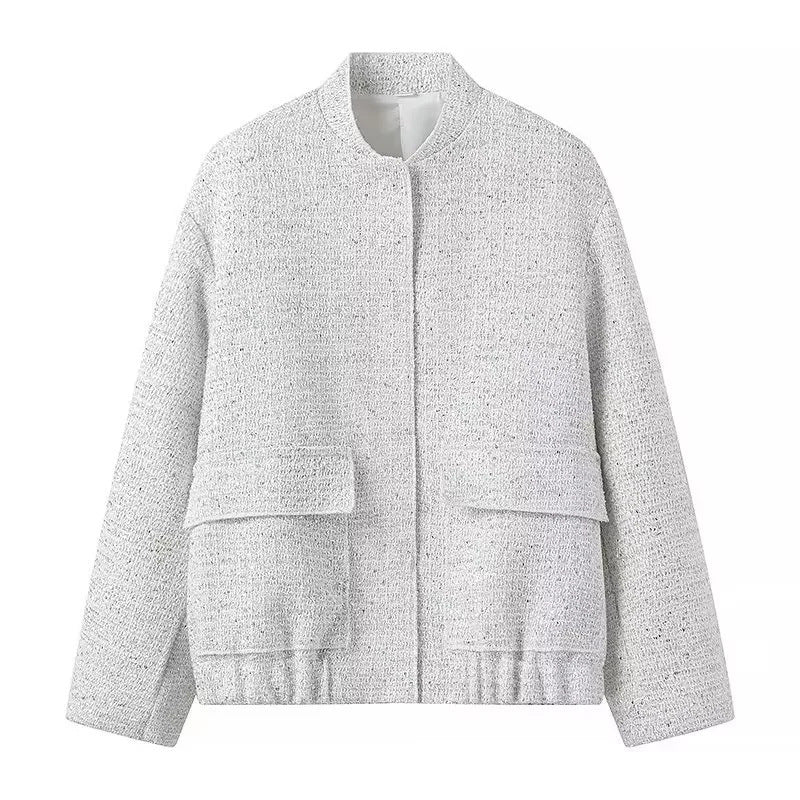 Modern Sequined Small Stand Collar Jacket