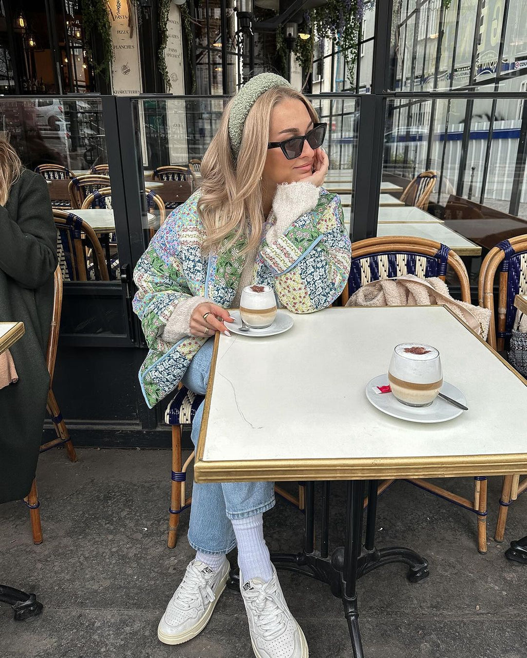 Jacket with Floral Print, Patchwork and Pockets