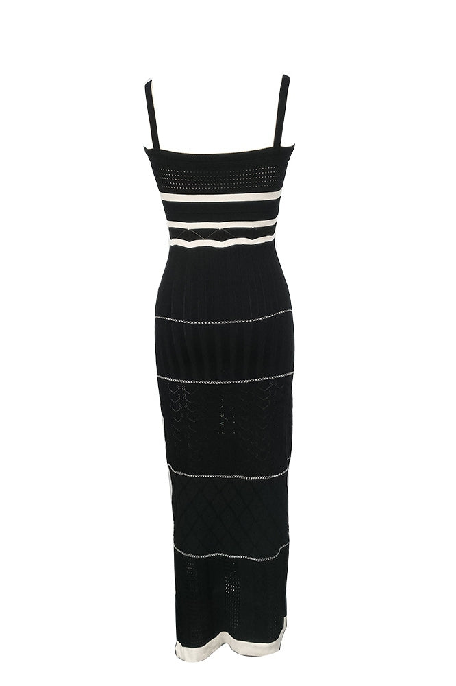 Modern Esther Knit Hollow Out Maxi Slit Dress