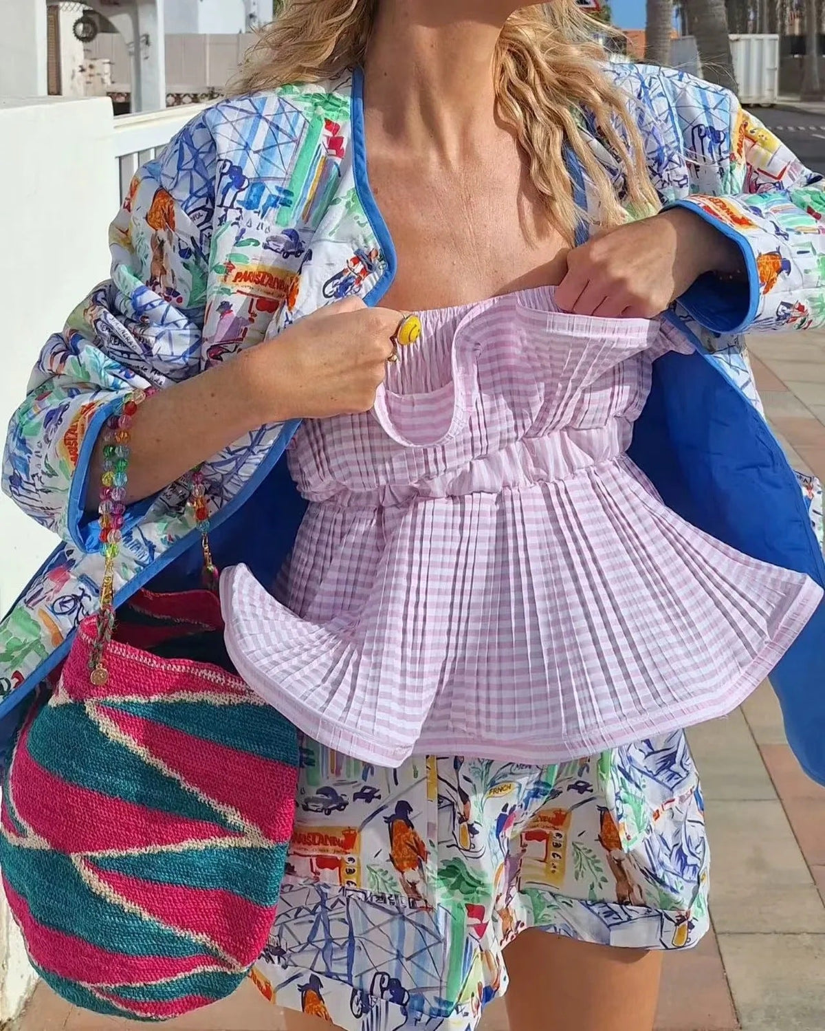 Jacket and Shorts with Graffiti Print