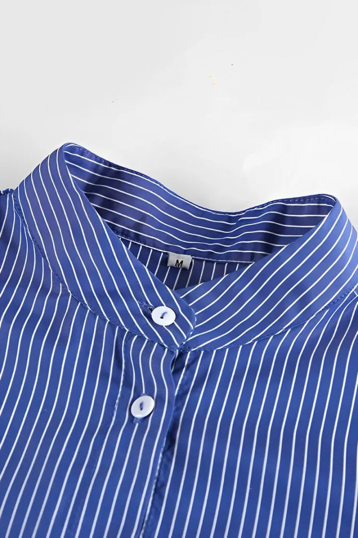 Modern Patchwork Striped Loose Long Sleeve Blouse