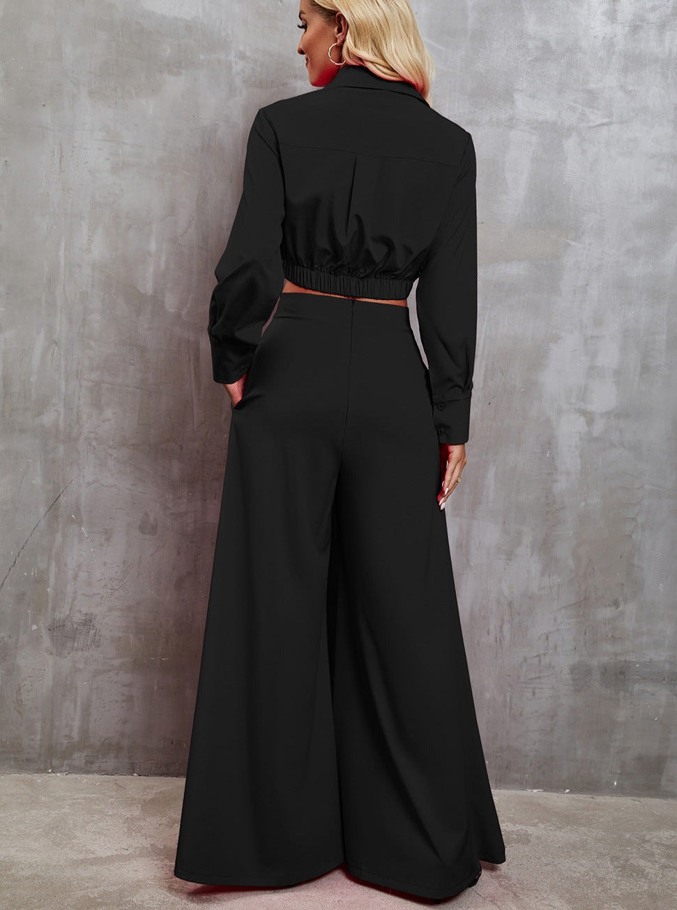 Kenia - Casual Ensemble with Long Sleeves and Wide-Leg Pants