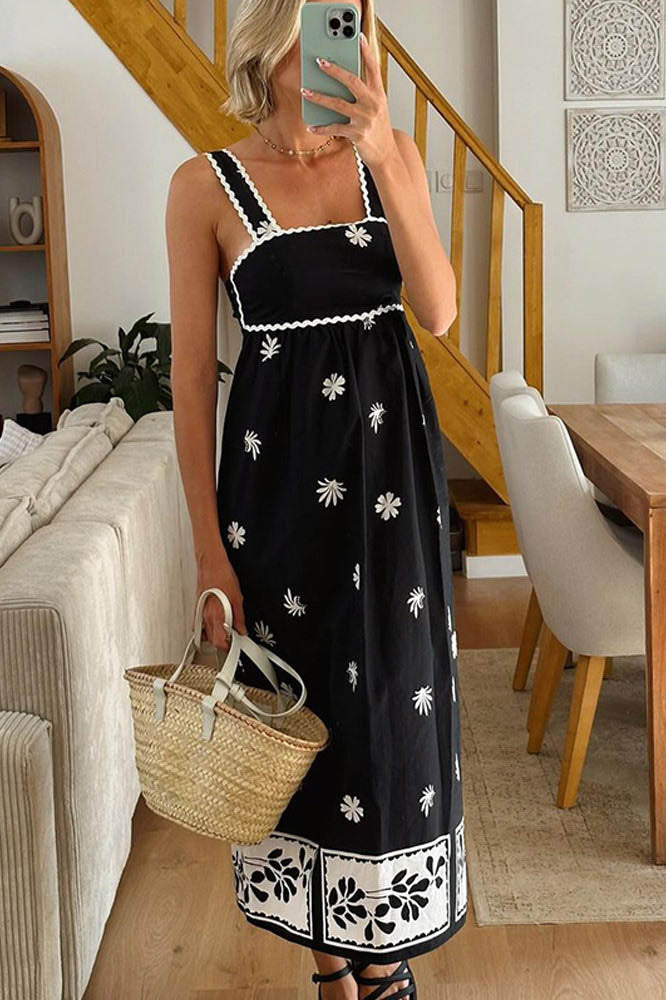 Flower Print suspender dress