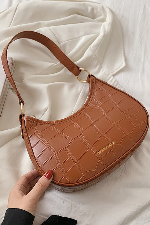 Modern Black Croc Mini Hobo Bag