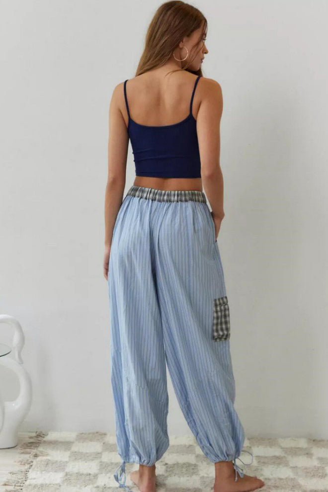 Coordinated Sky Blue Loose Splice Pajama Set
