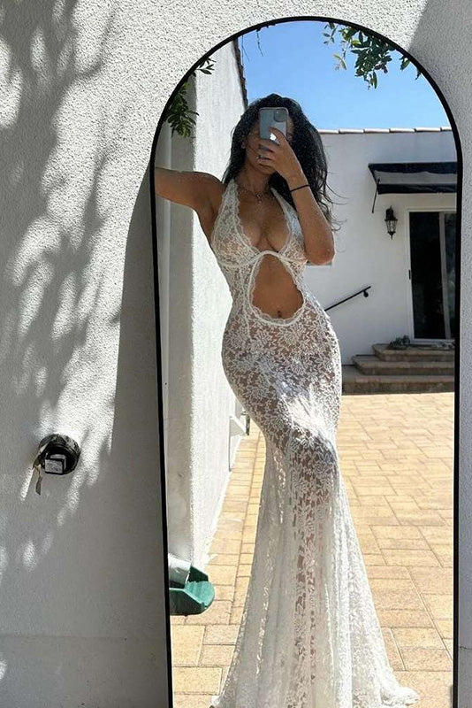 Romance Sheer Lace Maxi-Length Dress