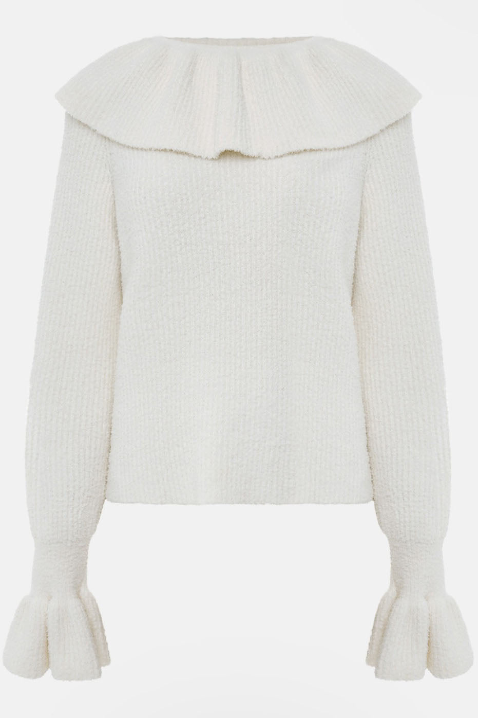 Warm Tone Pure Color Ruffled Knit Sweater
