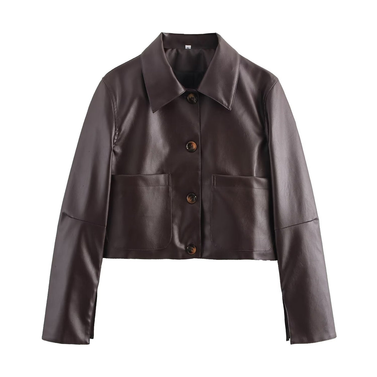 Solid Color Leather Jacket with a Clean Look
