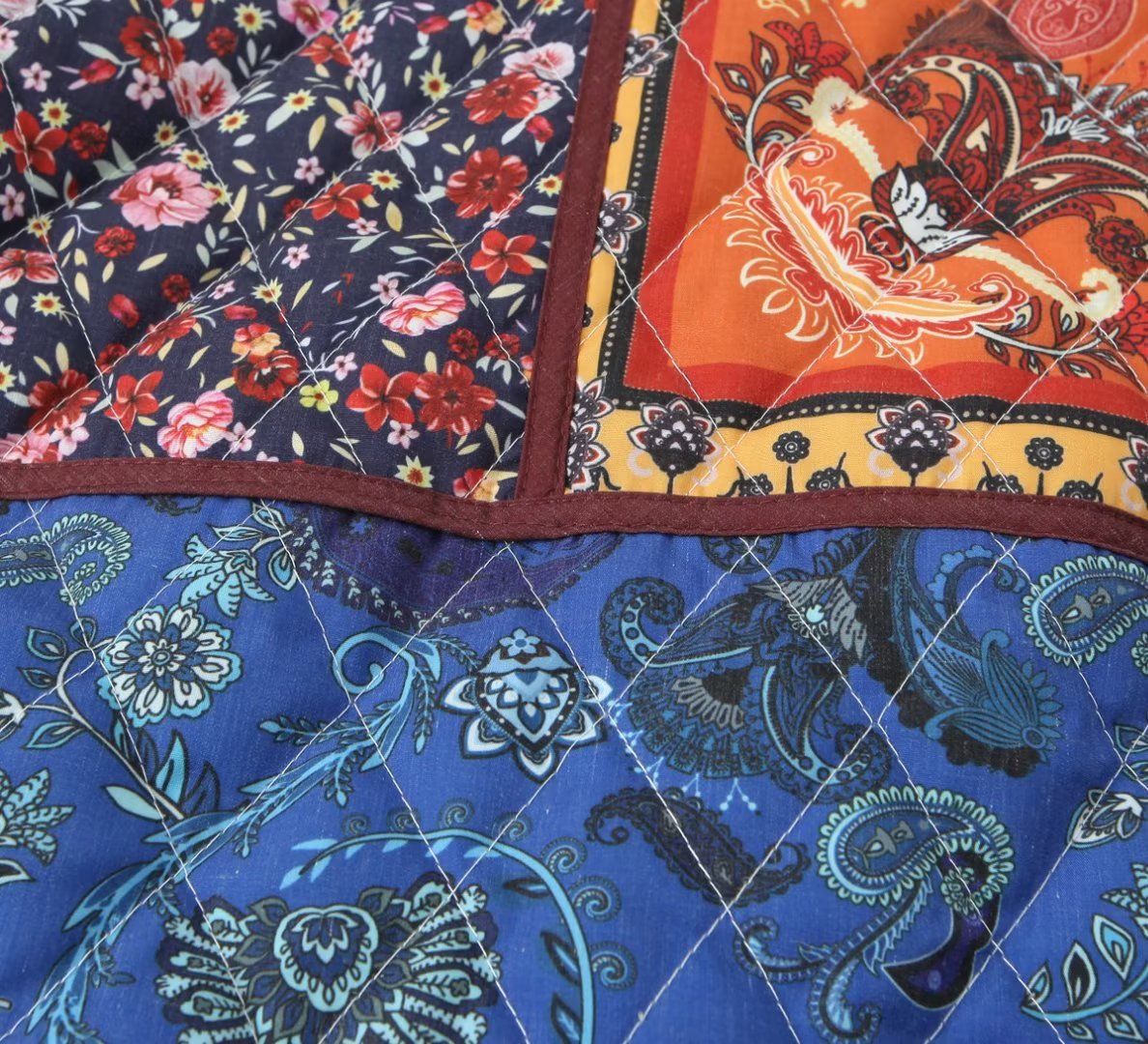 Quilted Jacket with Ethnic Print