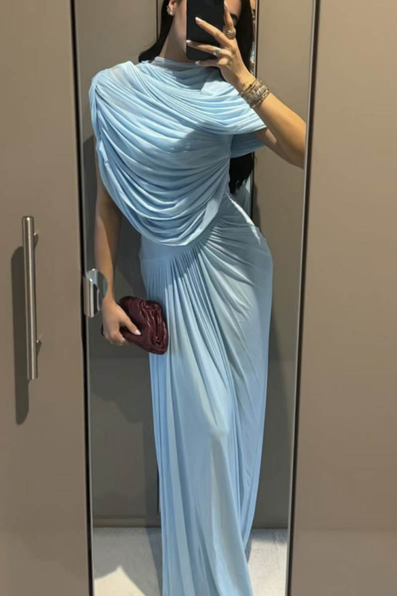 Modern Cloud Drape Ruched Wrap Maxi Dresses