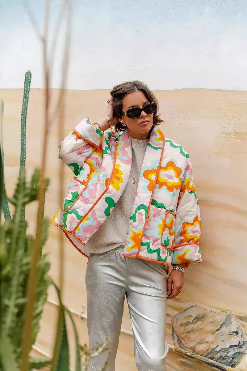 Elma Patterned Quilted Puffer Jacket