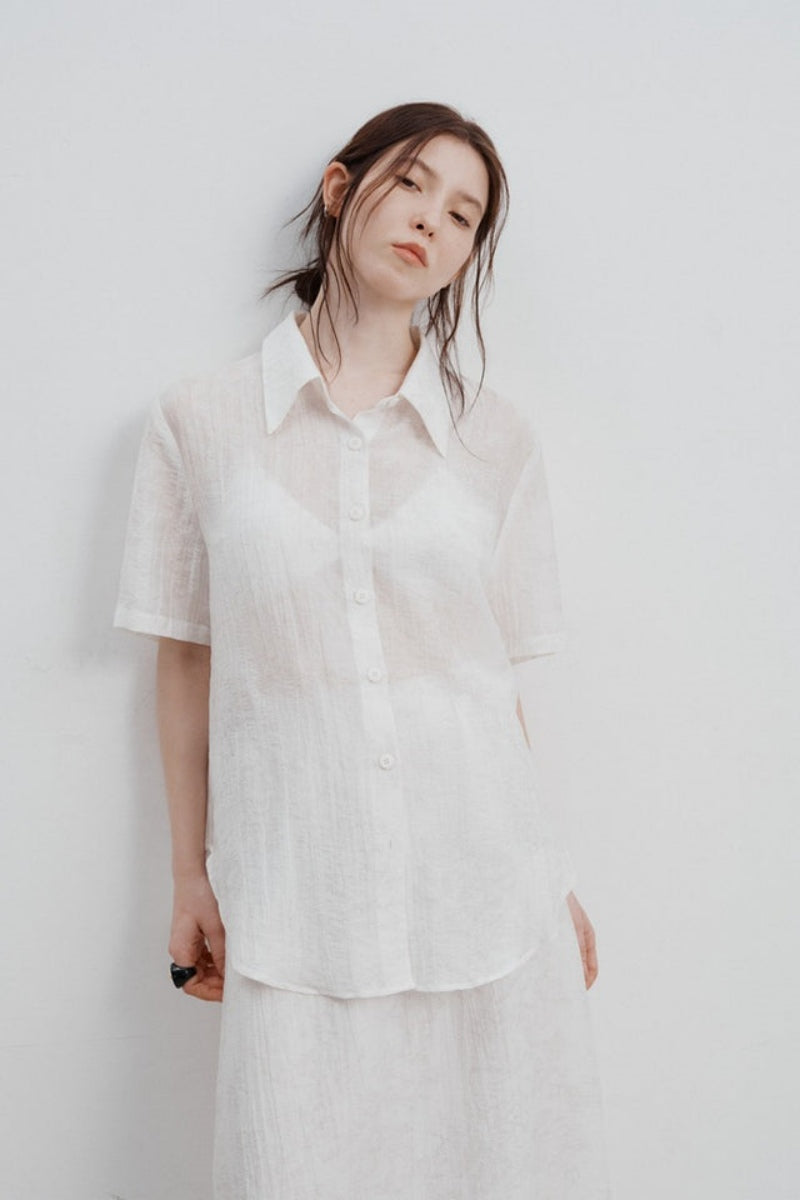 Modern Jacquard Pattern Tencel Shirt