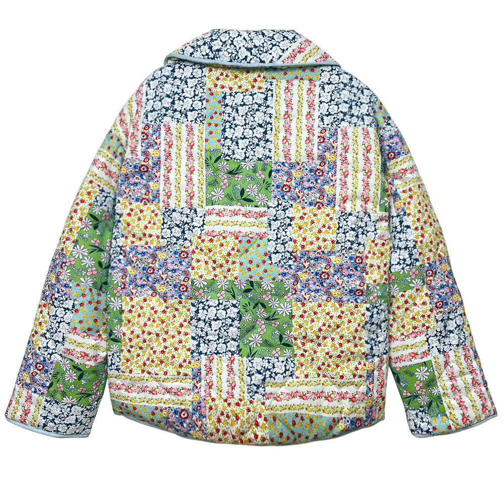 Jacket with Floral Print, Patchwork and Pockets