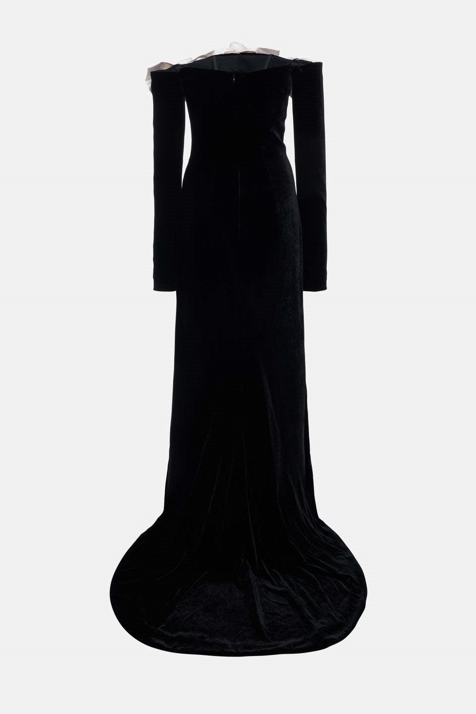 Lara Bowtie Off-shoulder Velvet Maxi-Length Dress