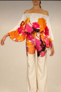 Coordinated Abstract Waves Two-Piece Set - Orange